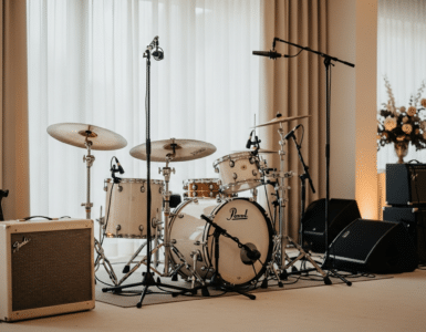 Instruments in a recording studio.