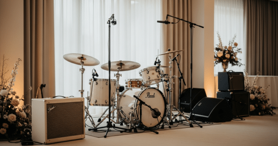 Instruments in a recording studio.