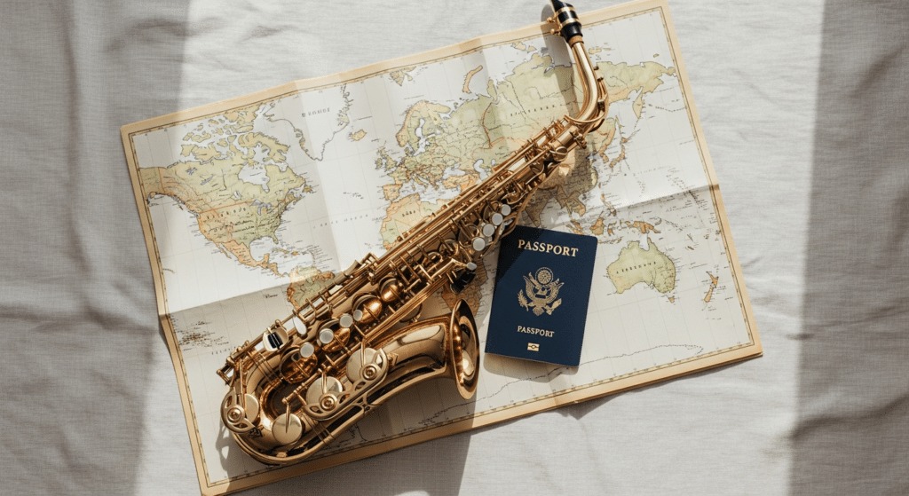 Saxophone and passport