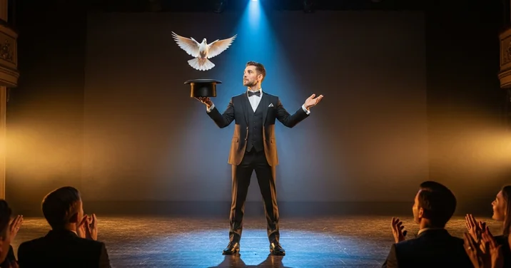 Magician performing on stage