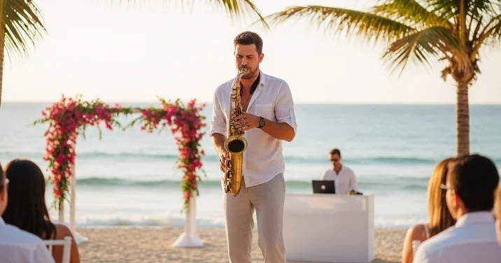 Saxophonist performing live at an event